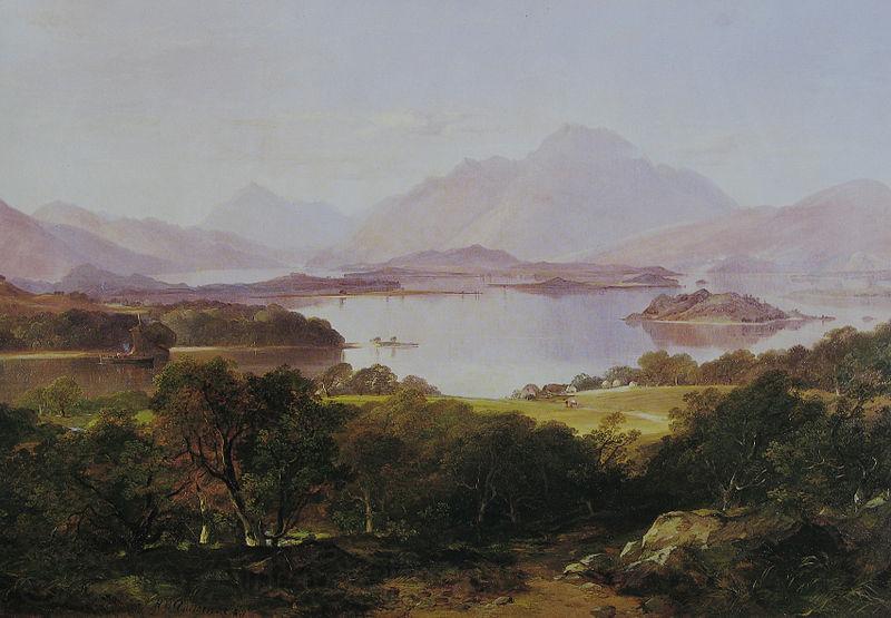Horatio Mcculloch A View of Loch Lomond Norge oil painting art